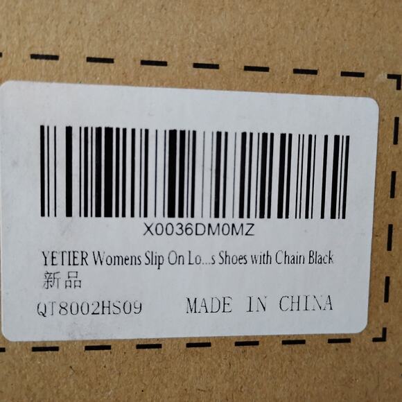 Yetier Platform Loafer Faux Leather Slip On Size 9 Black Chain On Top New In Box - Picture 8 of 8